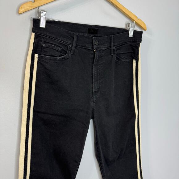 MOTHER Denim Insider Crop Step Fray Black Guilty Racer Jeans High Rise Sz 32 - Picture 3 of 16